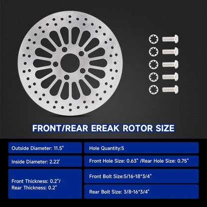 11.8" Front Brake Disc Rotors w/ Bolt For Harley Road Street Electra Glide 08-13