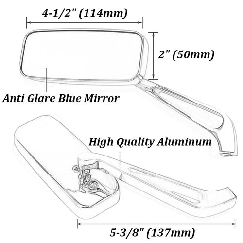 1 Pair Motorcycle Rearview Mirrors for Harley Touring Road King Electra Glide