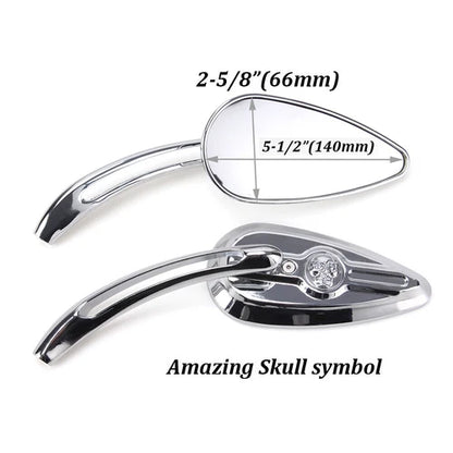 Motorcycle Skull Rearview Side Mirrors For Harley Dyna Electra Road Glide Black