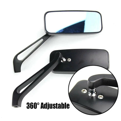 2x Rectangle Motorcycle Rear View Side Mirrors For Harley Honda Yamaha Universal