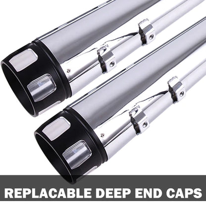 4" Chrome Slip on Mufflers Exhaust Pipes for Harley Touring Bagger Dresser 95-16