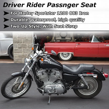 Motorcycle Driver Passenger Two Up Seat for Harley Sportster Iron XL 883 1200 48