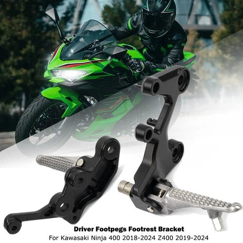Front Driver FootPegs Bracket Kit Fit For Kawasaki Kawasaki Ninja 400 2018-2024