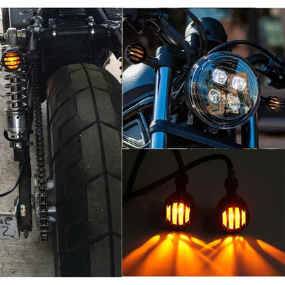 4X Black Grill Bullet Motorcycle Turn Signal Indicator Lights Blinker For Harley