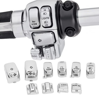 Chrome Hand Control Switch Button Caps Fit For Harley Street Electra Glide 96-13