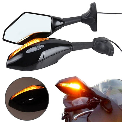 For Suzuki GSXR 600 750 1000 Hayabusa Motorcycle LED Turn Signals Side Mirrors A