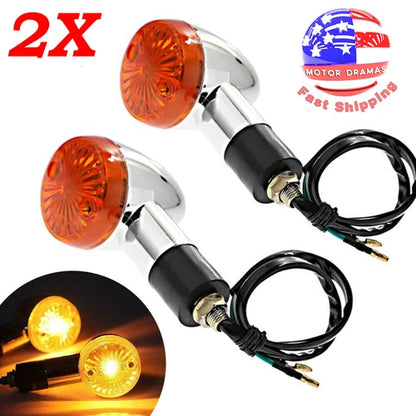Pair Motorcycle Turn Signal Blinker Indicator Light For Honda Suzuki Yamaha