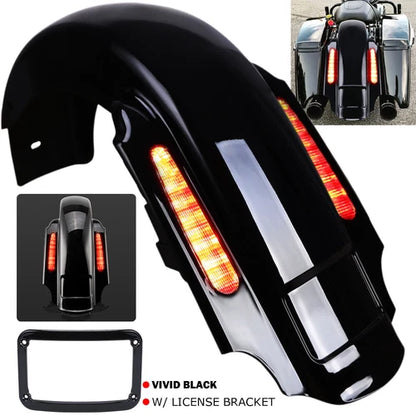 Stretched Dual Cut Rear Fender & Light For Harley Road King Electra Glide 93-08