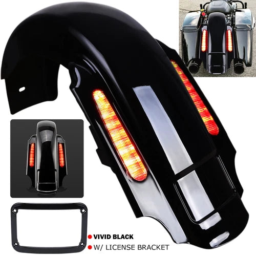Stretched Dual Cut Rear Fender & Light For Harley Road King Electra Glide 93-08