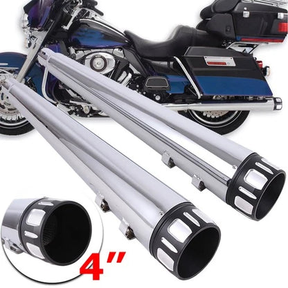 4" Megaphone Mufflers Exhaust Pipe For DNA Harley Road King Street Electra Glide