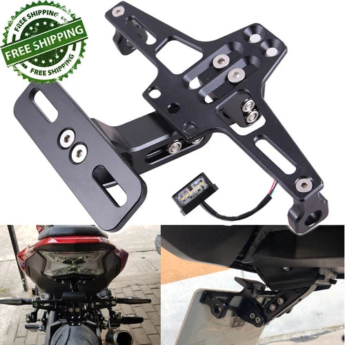 Motorcycle Fender Eliminator Kit License Plate Holder Bracket W/ LEDs Tail Light