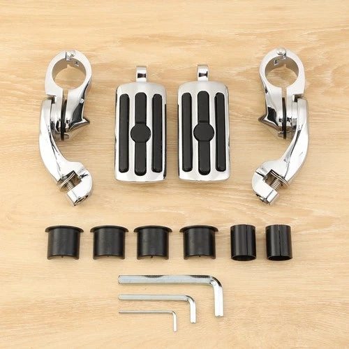 1.25" 1-1/4" Chrome Highway Foot Pegs Footpeg For Harley Road King Street Glide