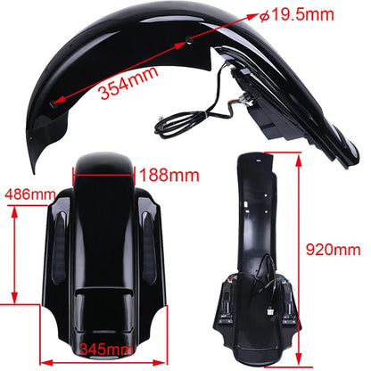 Stretched Rear Fender w/ LED Light Wire Hardness For Harley Touring Models 93-08