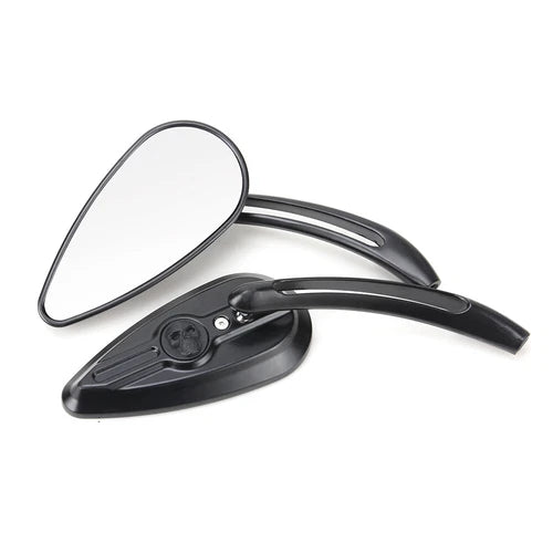 Motorcycle Skull Rearview Side Mirrors For Harley Dyna Electra Road Glide Black