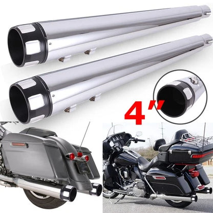 4" Chrome Slip on Mufflers Exhaust Pipes for Harley Touring Bagger Dresser 95-16