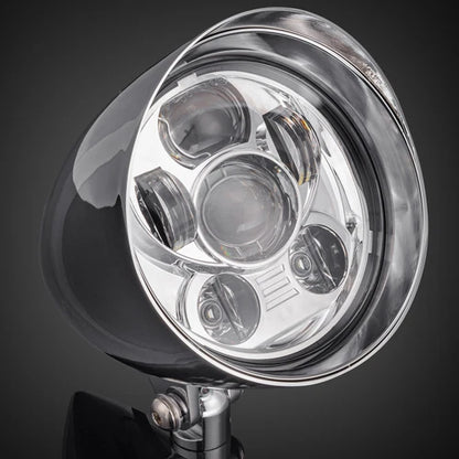 Chrome 5.75" LED Bullet Headlight For Harley Sportster XL Softail Chopper Bobber