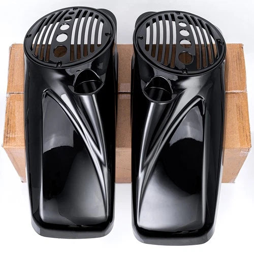 Vivid Black 8 inch Speaker Lids With Tweeter For Harley Touring 2014-2025 Models