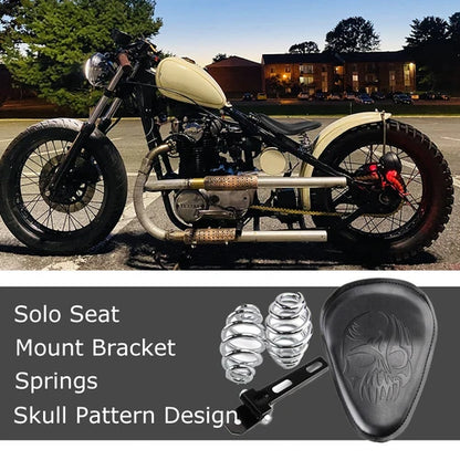 Black Skull Motorcycle Spring Bracket Solo Driver Seat For Harley Chopper Bobber