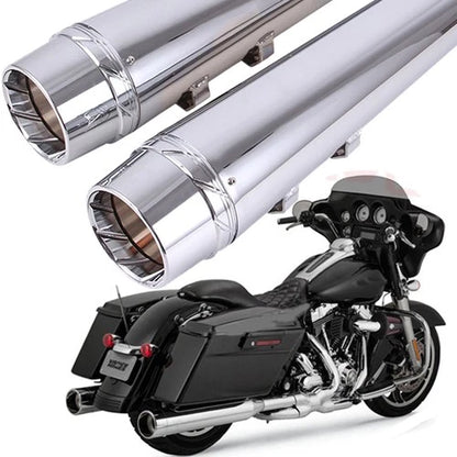 Chrome 4" Slip On Mufflers Exhaust Pipe For Harley Touring Baggers Dresser 95-16
