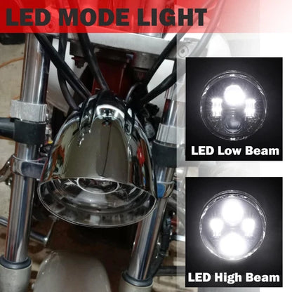 Chrome Visor Motorcycle Bullet Headlight  For Harley Chopper Bobber Dyna Softail