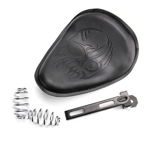 Black Skull Motorcycle Spring Bracket Solo Driver Seat For Harley Chopper Bobber