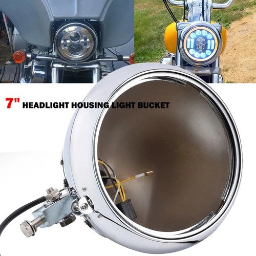 7'' Headlight Housing Light Bucket For Harley Softail & Heritage Softail 1986-11