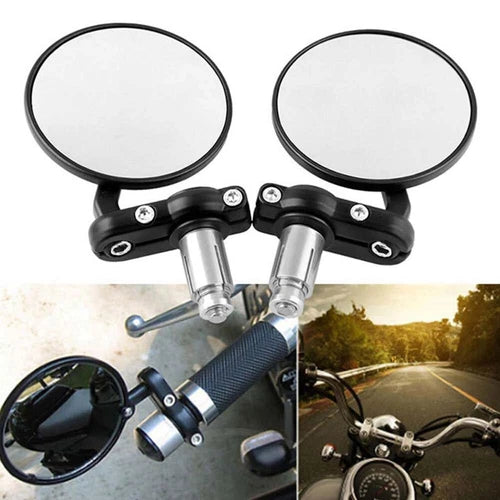 For Honda Suzuki Yamaha Cafe Racer Round Motorcycle 7/8" Bar End Side Mirrors