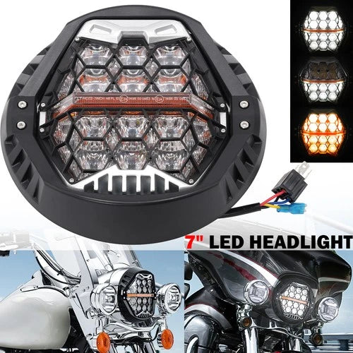 Upgrade 7" LED White DRL Headlight for Harley Street Glide 2013-25 W/Hi-Low Beam
