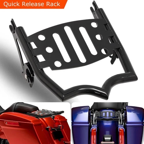 Detachable 2-up Luggage Rack for Harley Touring Road Street Glide 2009-up Black