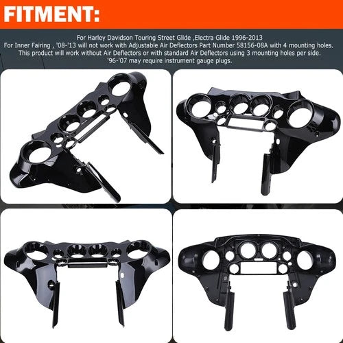 Vivid Black Inner Batwing Fairing For Harley Touring Street Electra Glide 96-13