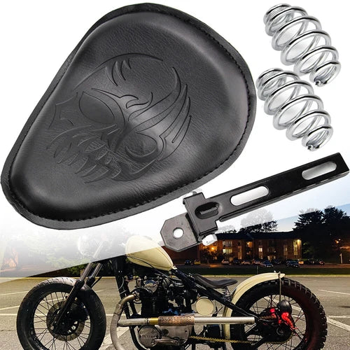 Black Skull Motorcycle Spring Bracket Solo Driver Seat For Harley Chopper Bobber