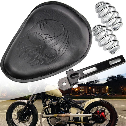 Black Skull Motorcycle Spring Bracket Solo Driver Seat For Harley Chopper Bobber