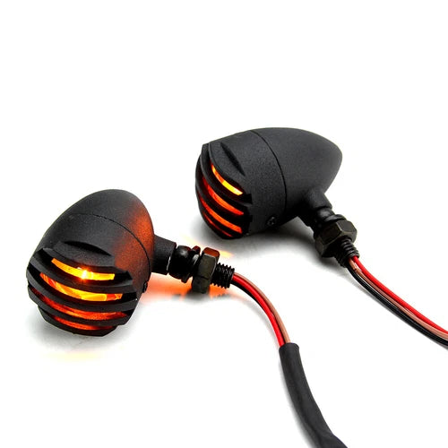 4X Black Grill Bullet Motorcycle Turn Signal Indicator Lights Blinker For Harley