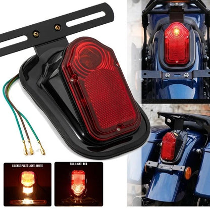 Rear Tail Light License Plate Lamp For Harley Honda Bobber Chopper Cruiser Dyna