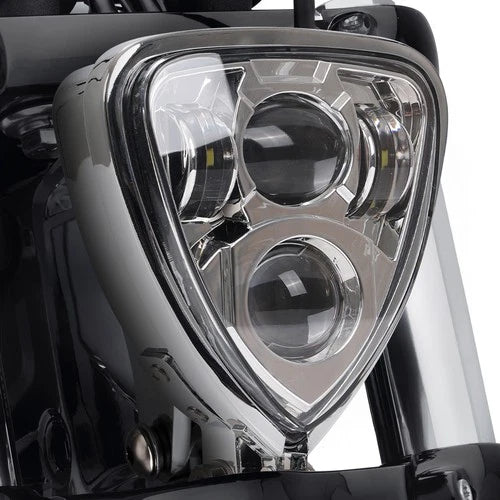 Chrome Motorcycle Triangle LED Headlight Lamp For Harley Sportster Dyna Touring