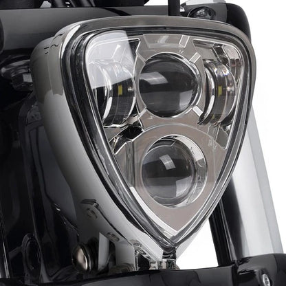 Chrome Motorcycle Triangle LED Headlight Lamp For Harley Sportster Dyna Touring