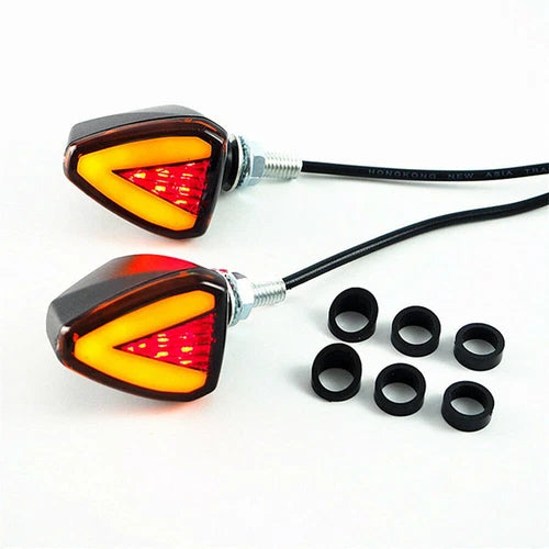 2X Universal Mini LED Motorcycle Turn Signals Indicator Amber Blinker Light Lamp