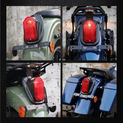 Rear Tail Light License Plate Lamp For Harley Honda Bobber Chopper Cruiser Dyna