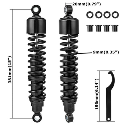 15" 380mm Shocks Absorber Suspension Fit For Harley Dyna Electra Glide Sportster