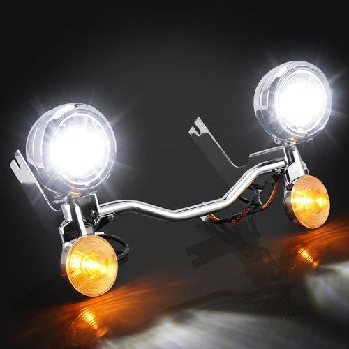 Passing Turn Signals Driving Fog Spot Light Bar For Harley Road King 1994-2013