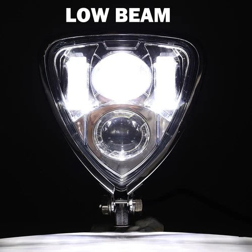 Chrome Motorcycle Triangle LED Headlight Lamp For Harley Sportster Dyna Touring