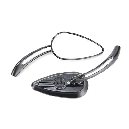 Motorcycle Skull Rearview Side Mirrors For Harley Dyna Electra Road Glide Black