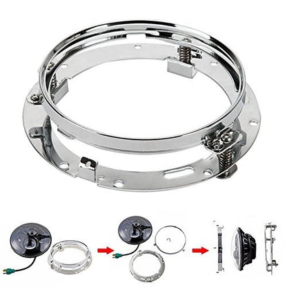For Harley Touring 7" Inch Motorcycle LED Headlight Mounting Ring Bracket Chrome