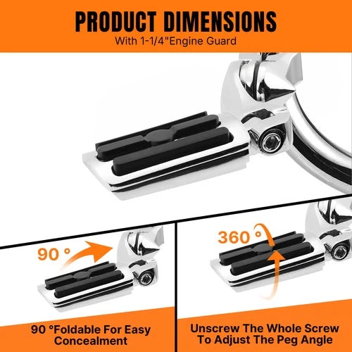 1.25" 1-1/4" Chrome Highway Foot Pegs Footpeg For Harley Road King Street Glide