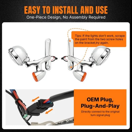 Auxiliary Spot Fog Light Bracket Turn Signal For Harley Touring Road Glide King