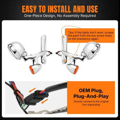 Auxiliary Spot Fog Light Bracket Turn Signal For Harley Touring Road Glide King