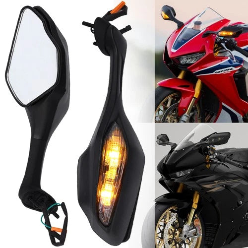 Rearview Side Mirrors With Turn Signals LED Light For Honda CBR1000RR 2017-2025