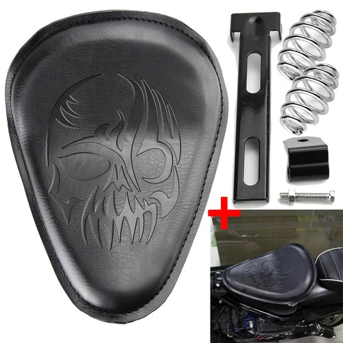 Black Skull Motorcycle Spring Bracket Solo Driver Seat For Harley Chopper Bobber