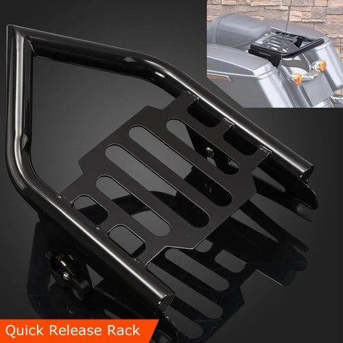 Black Two 2-Up Luggage Rack For Harley Electra Street Glide Road King 2009-2025