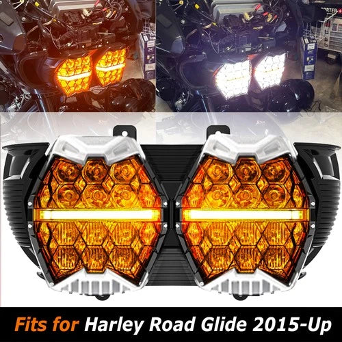 LED Dual Halo Headlight For 2015-2024 Harley Road Glide FLTR FLTRX FLTRXS FLTRU